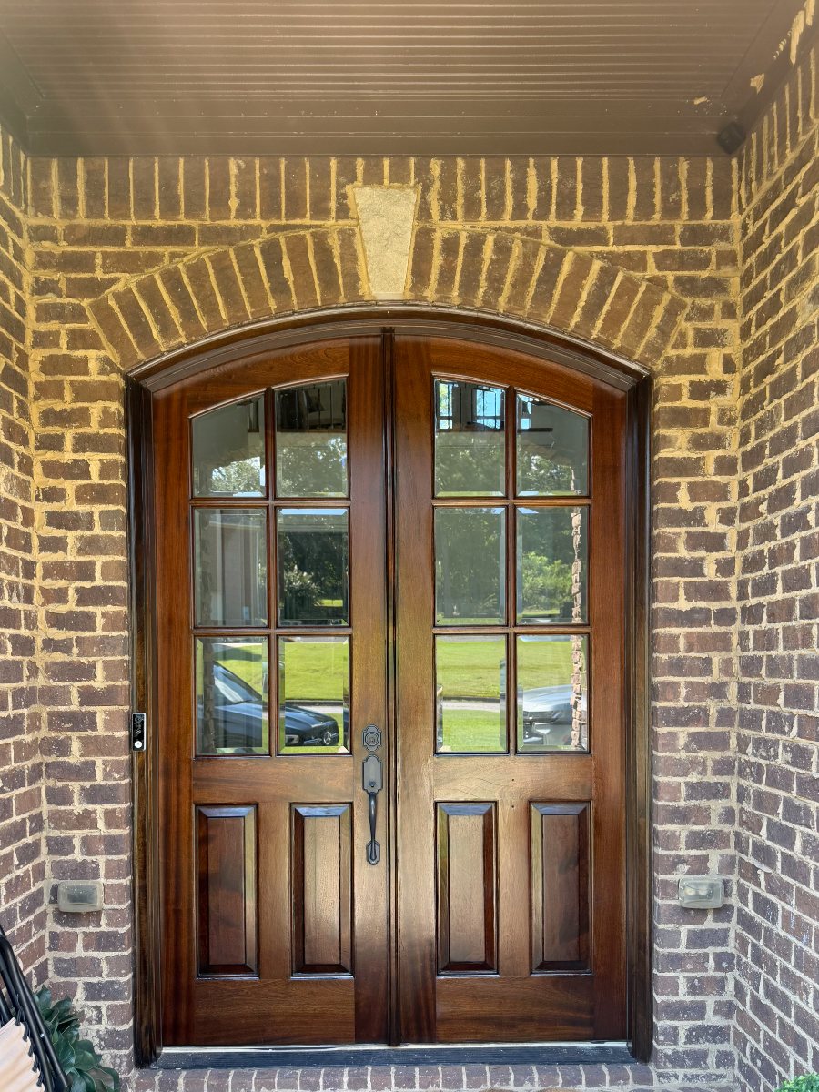 Refinished stained mahogany double entry door
